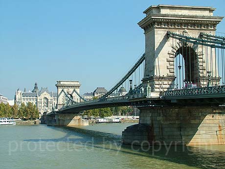 River danube in Budapest with the Szechenyi chain bridge photo